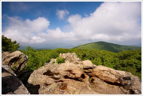 This is the first of the four summit views you'll come to along the Hawksbill Loop Trail.